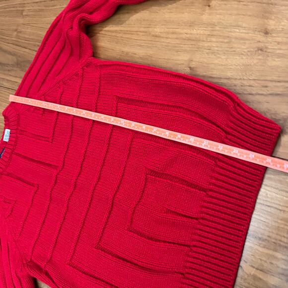 Vintage Sweater Size M JCPenney Men Store Red Geometric Weave - Picture 6 of 7